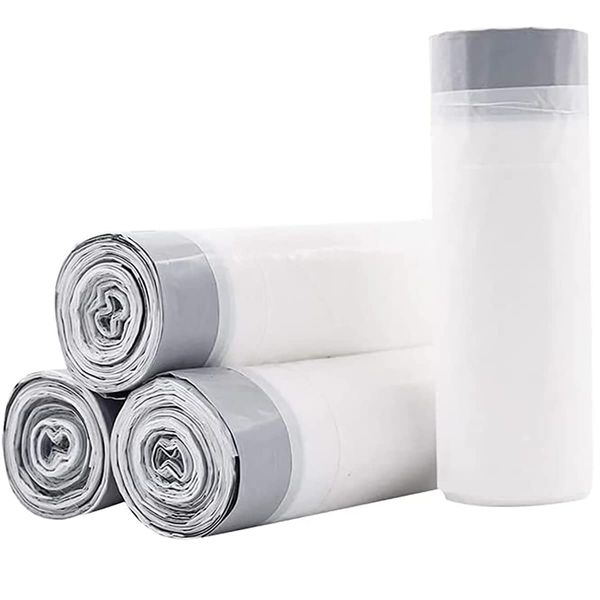 Kitchen Garbage Bag 4 Rolls, 10 L Bin Liners Drawstring Rubbish Bags, 60 pcs Small Bin Bags Degradable Trash Bags Unscented Indoor Garbage Bags for Bedroom Kitchen Office（Fits 2.6Gallon Bins）