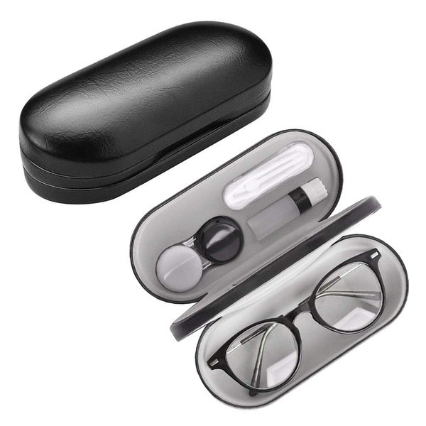 Contact Lens Case and Eyeglasses 2 in 1 Double Use Portable Glasses Case Set for Home and Outdoor