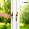 XFORT Locking Cockspur Window Handle Installation Kit in Polished Brass, Left Hand UPVC Window Handle Replacement, Lockable Window Lever