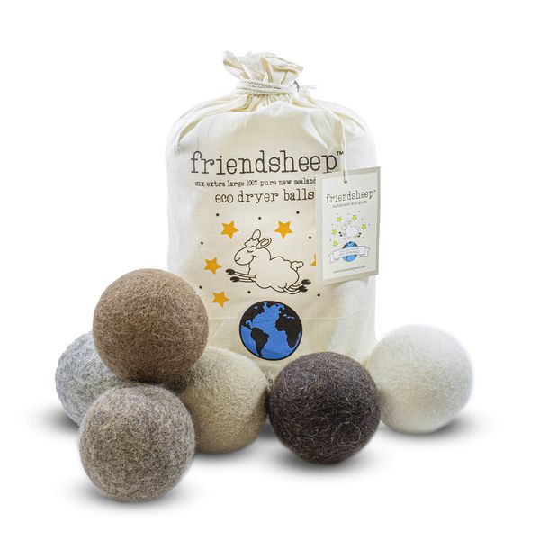 Friendsheep Wool Dryer Balls 6 Pack XL Organic Premium Reusable Cruelty Free Handmade Fair Trade No Lint Fabric Softener Color Brown Beige - Natural Mystic