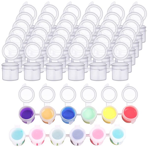 36 Paint Pots with Lids, YGAOHF 5ml/0.17oz Large Empty Paint Pots with Lids, Easy Open Acrylic Paint Container Paint Strips for Kids Classroom School Painting Art Supplies