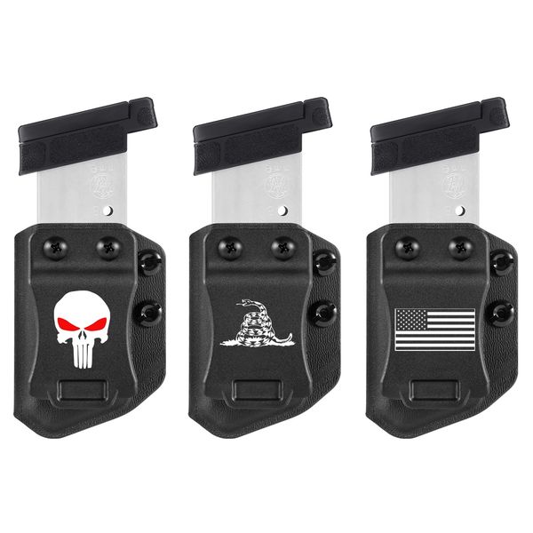 Universal 3PC 9mm/.40 Single Stack IWB/OWB Mag Carrier Magazine Holster Pouch with Pattern