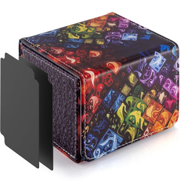 ULTRGEE Deck Box for MTG Cards - 2 Dividers, Card Storage Box Holds 110+ Single Sleeved Cards, Deck Boxes Compatible with TCG/OCG/YGO/PTCG (Ethereal Elemental Grid)