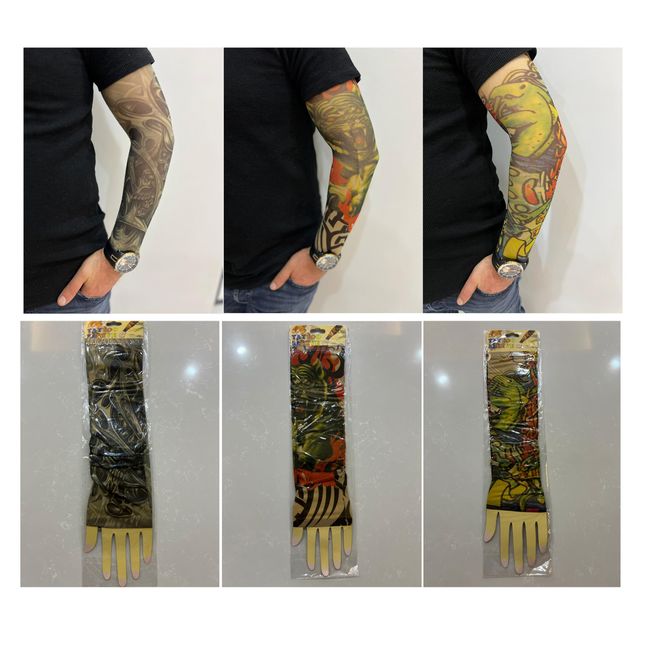 Giyilebilir Dövme 3 Çift 6 Adet Kol Çorap Dövmesi Sleeve tattoo Set11