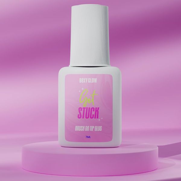 Bexy Glow Get Stuck Nail Tip Glue Extra Strong (7ml) Brush on Nail Glue, Super Strong False Nail Glue For Acrylic Tips, Nail Glue For Stick On Nails, Acrylic Nail Glue, Professional False Nail Glue