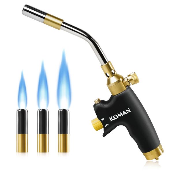 KOMAN Propane Torch Head,High Intensity Trigger Start Mapp Gas Torch Kit with Self Ignition, Welding Torch Head by Propane MAPP, MAP/PRO,for Soldering,Brazing,Stripping Paint,Cooking(CSA Certified)