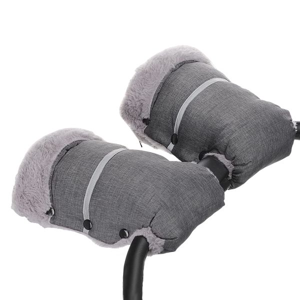 AUPOWER Handmuffs, Stroller Pram Hand Muff Waterproof and Windproof Anti-Freeze Fleece Lined Gloves Universal Hand Warmer for Buggy Pushchair Trailer Bicycle.Grey