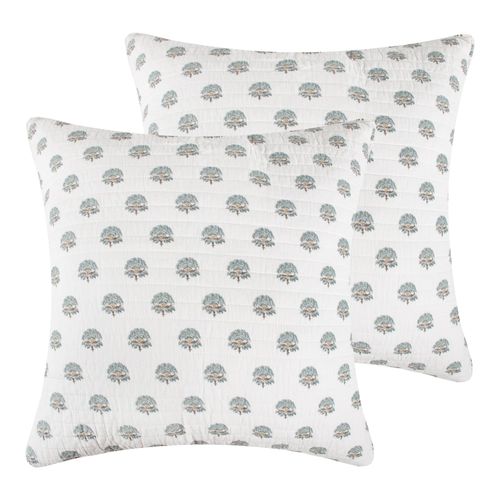 Levtex Home - Kamira Spa - Euro Sham Set of 2 - Floral - Cream Spa Taupe - (26x26in.), No Insert - Cotton