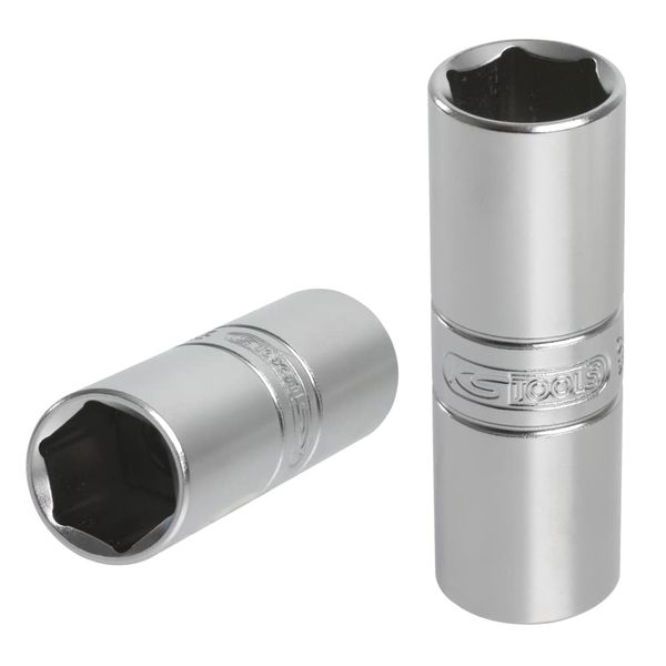 KS Tools 922.1207-1/2" Spark Plug Socket, 18 mm - Long Version - Ultimate® Range - Chrome Vanadium - Satin Chrome Finish