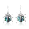 Colorful Beetle with Abalone Shell Inlays .925 Sterling Silver Dangle Earrings