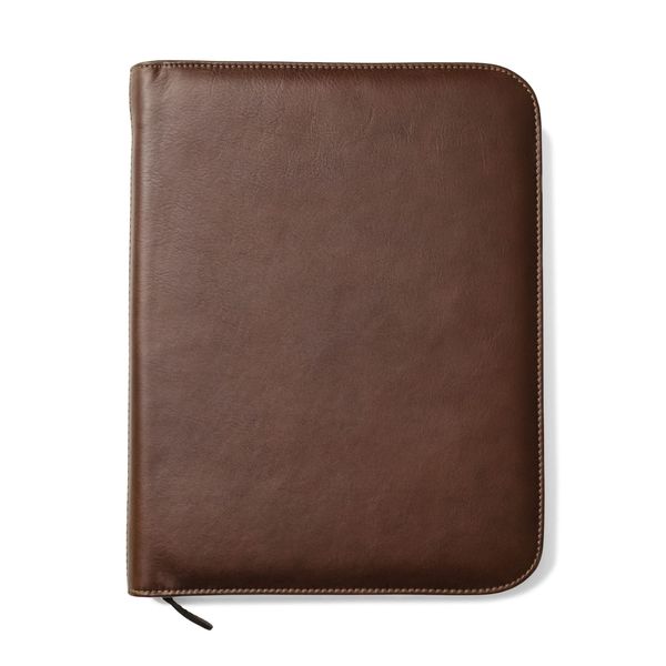 Maruse Leather Portfolio Executive Padfolio, Laptop Sleeve with Zip Closure and Writing Pad, Made in Italy - Brown