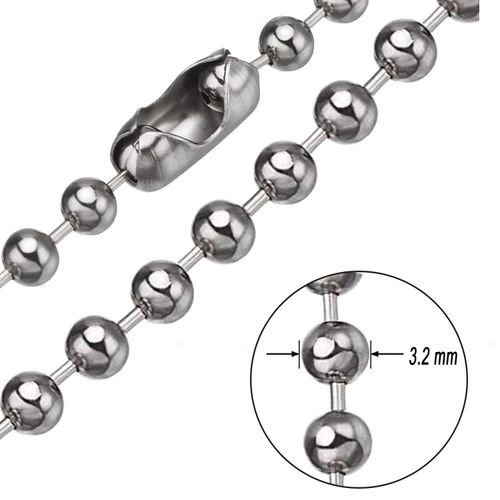 33Ft Ball Bead Chains, 3.2mm 304 Diameter Stainless Steel Chain with 50 PCS Connectors for Jewelry Chain DIY Craft Making, Necklace, Hanging Ornament, Key Chain, Dog Tag Chain