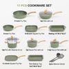 17 Pieces Cookware Set Pots and Pans Set Granite Coated Non Stick Bakeware Set