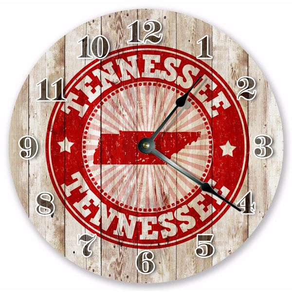 10.5" TENNESSEE RUBBER STAMP CLOCK - Large 10.5" Wall Clock - Home Décor - 3239