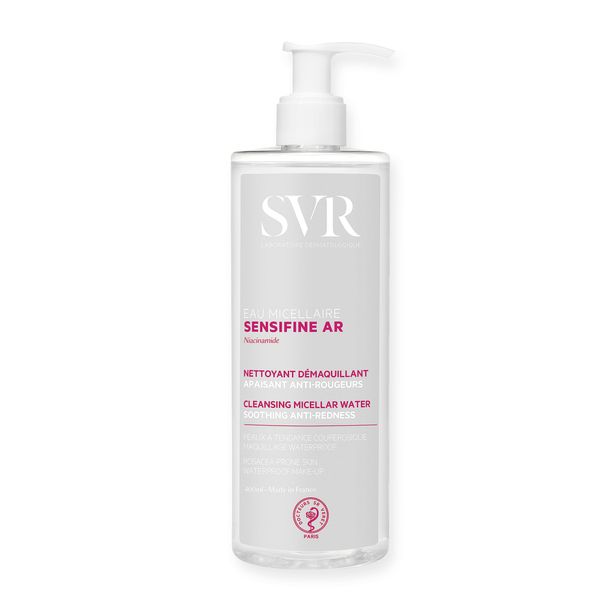 SVR SENSIFINE AR - Soothing Anti-Redness Micellar Water/Make-up Remover for Face, Eyes, Lips, Ultra-Mild No-Rinse Cleanser for Sensitive, Reactive, Rosacea-Prone Skin, 400ml