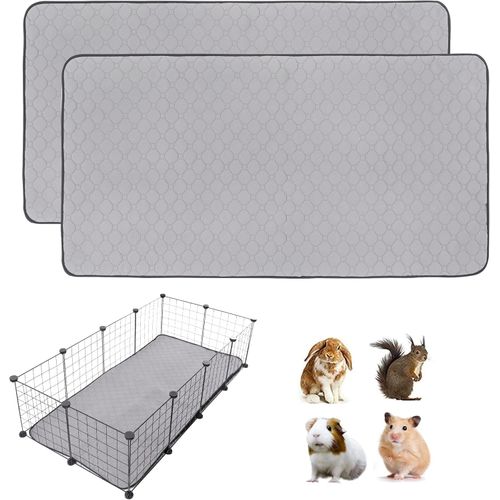 2 Pack Guinea Pig Cage Liners, 24'' X 24'' Washable Guinea Pig Pee Pads, Non Slip Reusable Super Absorbent Guinea Pig Training Mat Bedding Fleece for Small Animals Hamster Rabbit Chinchilla Rat