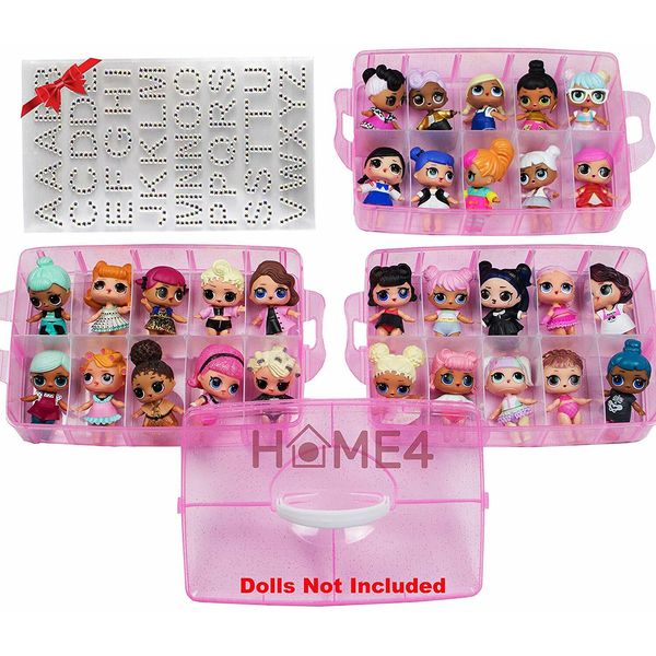 HOME4 Lol dolls Stackable Storage Container Toy Organizer Case 3 Layers 30 slots