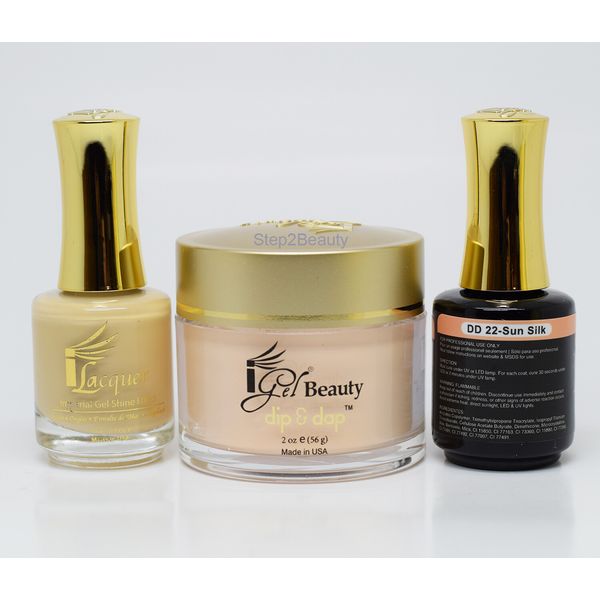 Igel Dip & Dap Matching Trio GEL + LACQUER + DIP POWDER - 22 SUN SILK