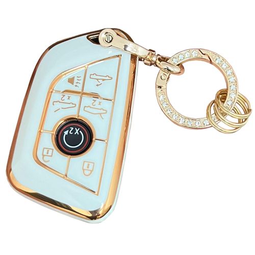 TAPAYICA Corvette Key Fob Shell Keyless Remote With Keychain Fit for Chevrolet Corvette C8 Smart Key Fob Cover (White)