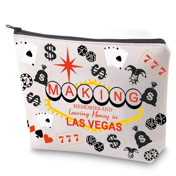 Las Vegas Trip Reisetasche Gambling Lover Geschenk Gambler Survival Kit Casino Poker Gambling Make-up Tasche mit Reißverschluss Vegas Urlaub Geschenk, Las Vegas, Nein