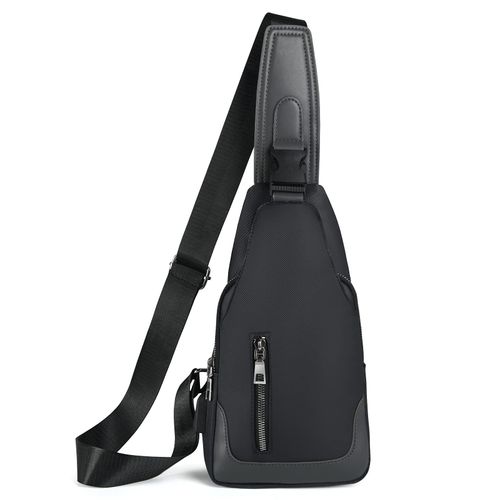 Aucuu Men's Shoulder Bags, Anti-theft Sling Bag, Lightweight Travel Chest Bag with USB Charging Port for Traveling, Outdoor, Sports - Black