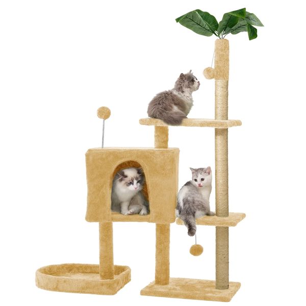 52in Cat Tree Large Condo Pet Play Tower Cat Bed Furniture Scratching Post House