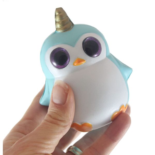 Curious Minds Busy Bags 1 Small Penguin Mystical Animal with Horn and Wings Slow Rise Squishies Slow Rise Foam - Scented Sensory, Stress, Fidget Toy (1 Penguin (Random Color))