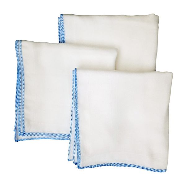 Angel-In-Moms [15 Packs] Natural Cotton 100% Soft Muslin Gauze Handkerchief, Face Washcloths, Makeup Remover Thin Towels, Wide Size 14 inch x 14 inch, Reusable Napkins Hankies Bath Towel (Blue)