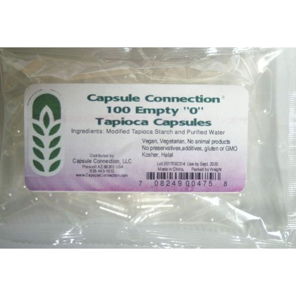 Empty Capsules 1000 Count - Size 0 , Non-GMO USA ZERO Size Tapioca Vegetarian US