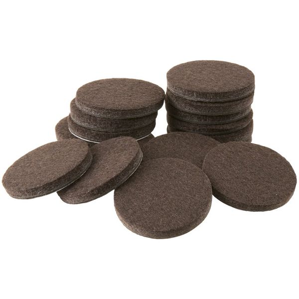 SoftTouch 1" Round Heavy-Duty Self-Stick Felt Furniture Pads - Protect Surfaces from Scratches & Damage, Brown (16 Pack)