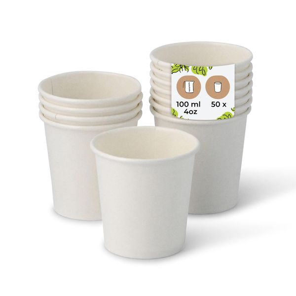 BIOZOYG 50 Stück Kaffeebecher Pappbecher 100ml / 4 oz Ø 62 mm weiß - Einwegbecher plastikfrei - Becher aus nachhaltiger Forstwirtschaft - Kaffeebecher Einweg