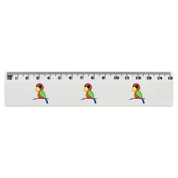 'Cute Parrot' 15cm (6 Inch) White Plastic Ruler (RL00092355)