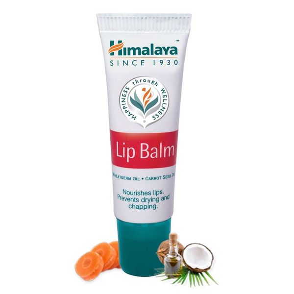 Himalaya Lip Balm (10 Gm), Pack of 12 with Wheat Germ and Carrot Seed Oil Nourishes Lips Prevents Drying