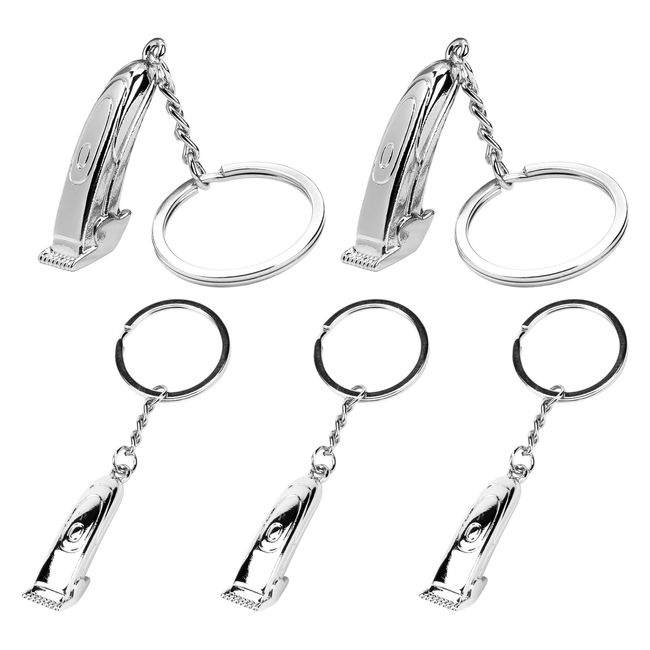 ORNOOU 5 Pieces Stainless Steel Hair Clipper Barber Pendant Keychain Keyring for Hairdresser Salon Owner Hair Stylist Jewelry Gift Graduation Gift