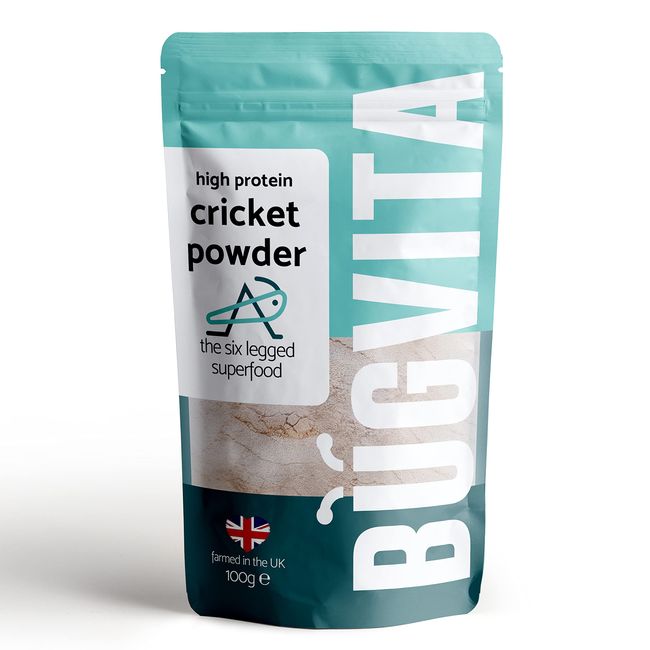 Bugvita High Protein Cricket Powder / Flour 100g | Farmed in The UK | Six-Legged Superfood | Edible insects for human consumption