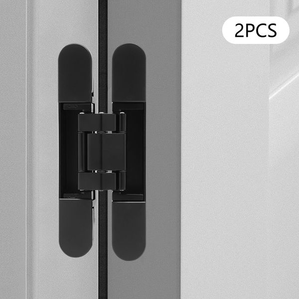 2x 7'' Hidden Door Hinges Invisible Hinges 180°Concealed Hinges Zinc Alloy Black