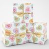 8 Sheets Valentine's Day Wrapping Paper - Colorful Hearts Folded Flat