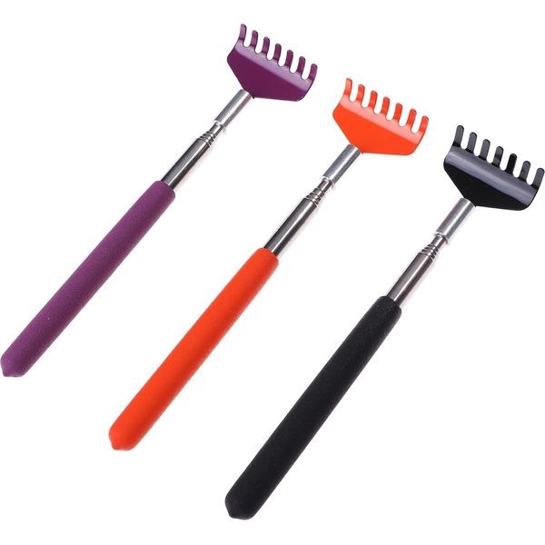 Lack labo Grandson Hand Telescopic Set of 3, 7.9 - 26.8 inches (20 - 68 cm), Portable Back, Itchy, Back Scratch, Gap, Remove Things, Stainless Steel, Storage Bag Included, Shovel Type (Set of 3)