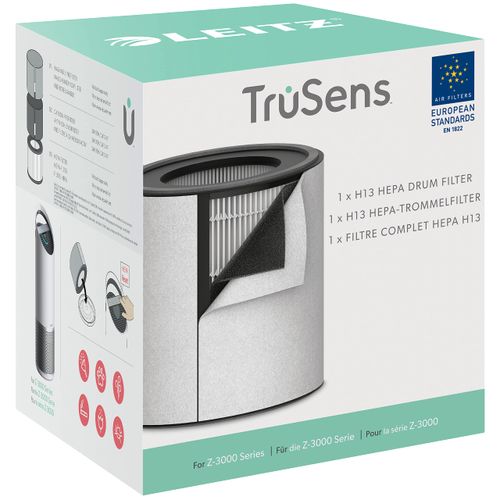 Leitz TruSens Replacement 3-in-1 H13 HEPA Filter according to EN 1822 for Leitz TruSens Z-3000/Z-3500H Air Purifier, Removes Viruses, Allergens, Pet Hair, Dust, Bacteria, Odours & Smoke, 2415143