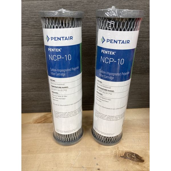 2 Pack Pentek NCP-10 Standard 10 Inch Undersink Carbon Impregnated Water Filter