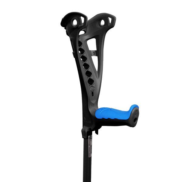 FDI Access Comfort Forearm Adjustable Height Single Crutch Walking Stick, Black + Blue Grip