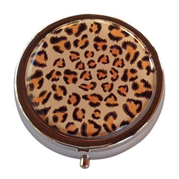 Leopard Print Three Section Pocket Purse Travel Medicine Small Pill Box Case