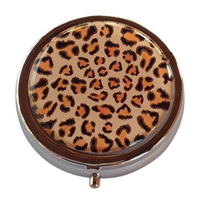 Leopard Print Three Section Pocket Purse Travel Medicine Small Pill Box Case