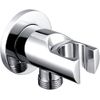 Solid Brass Wall Mount Handheld Shower Bracket Holder with Water Supply Elbow Shower Outlet Matte Silver (Silver)