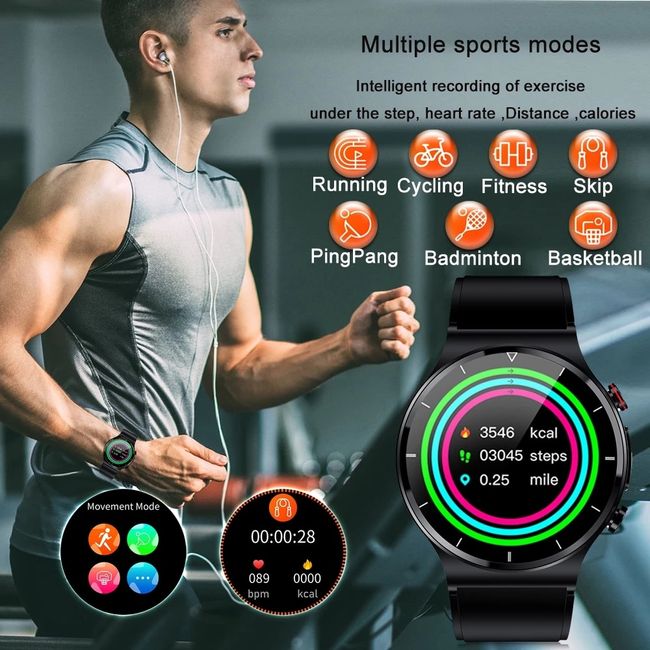 Ecg+ppg Smart Watch Men Blood Pressure Heart Rate Watches Ip68 Waterproof  Fitness Tracker Smartwatch