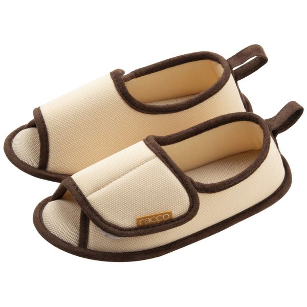 Nippon Slippers, Room Shoes, Racco S, 8.7 - 9.1 inches (22 - 23 cm), Beige, Plain, Heel Cushion, Hand Washable, Lightweight Comfort, Walking Support 310036