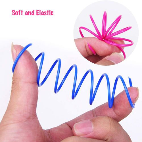 AIMICOCA 120 Pack Cat Spring Toy, Interactive Cat Toy for Indoor Cats Plastic Coils Colorful Springs Cat Toys Active Healthy Fitness Play Coil Spiral Springs Kitten Toys for Swatting, Biting, Hunting