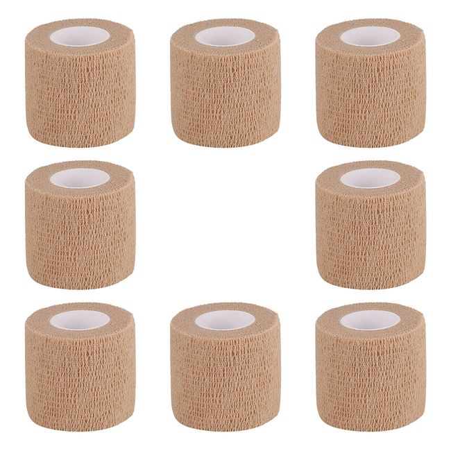 Cohesive Bandage 5cm x 4.5m Self Adhesive Bandage Wrap Breathable Bandage Wrap Athletic Elastic Self Adherent Wrap for Sports Injury,Wrist, Knee, Ankle Sprains and Swelling (8 Pack Beige)