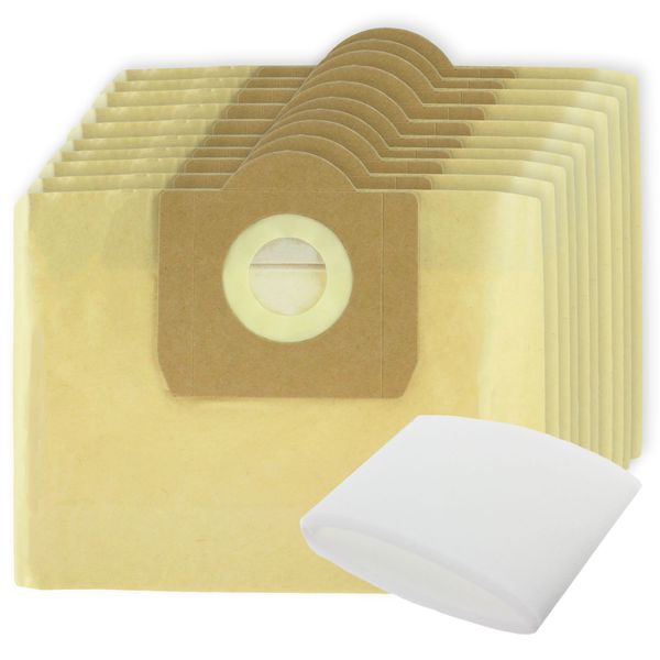 Spares2go Strong Dust Bags & Foam Filter Sleeve for Earlex Vacuum Cleaners (Pack of 10)