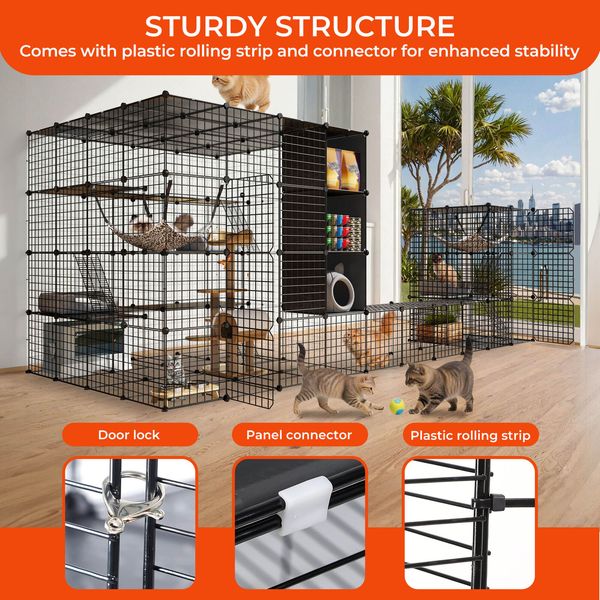 Large Tunnel Pussy / Ferret Cage w/ Free Hammock 138x55x41" Cat Rabbit Hutch